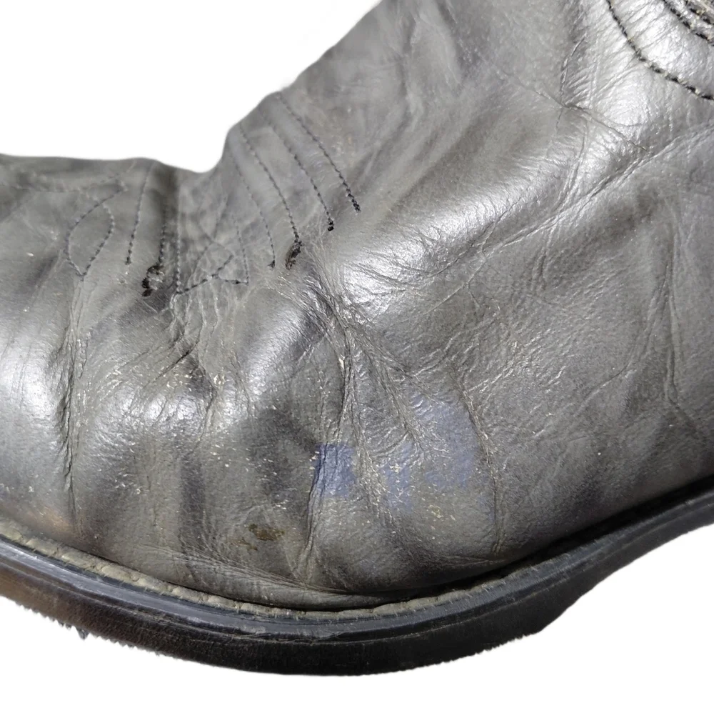 TEXAS Cowboy Boots Men's Gray Leather Western Boots Size 10 M